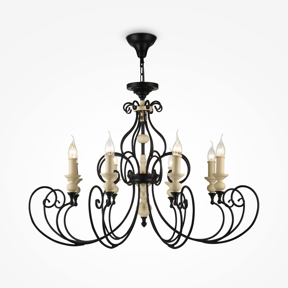 H631-PL-08-B. Maytoni. Люстра  8*E14  60W 220V. Черный, кремовый
