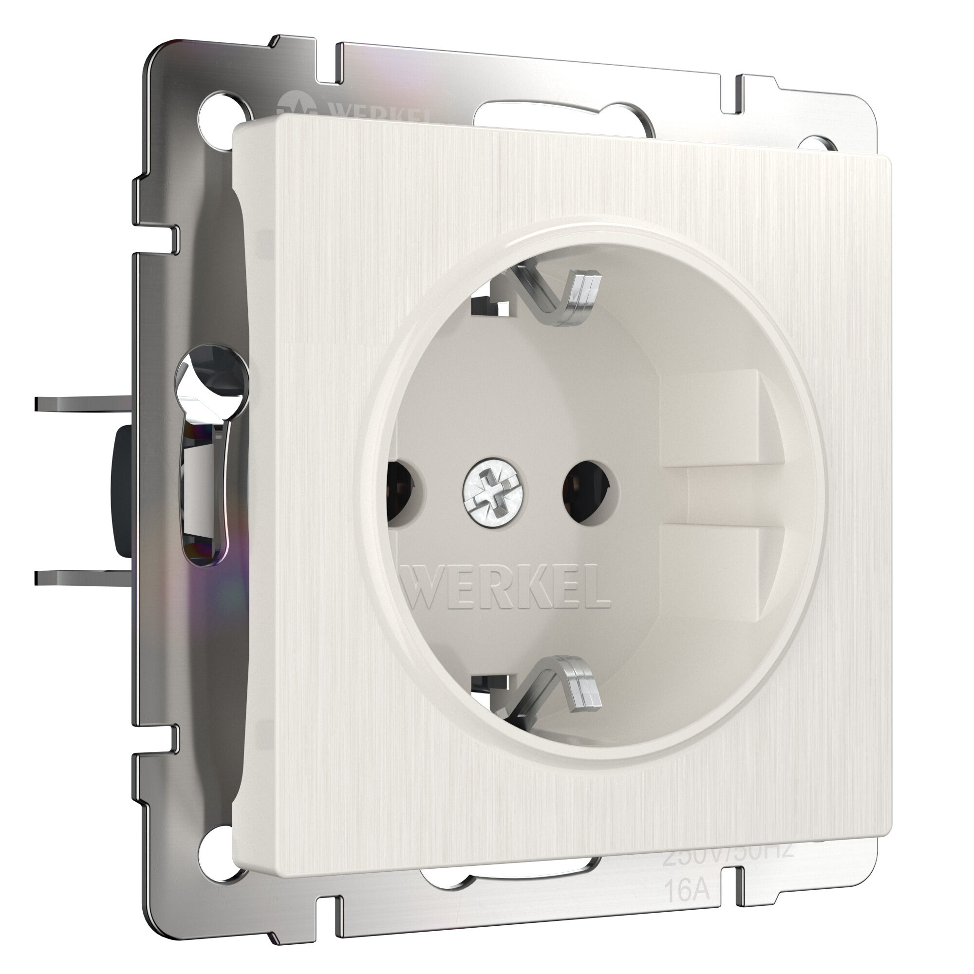 Розетка с заземлением IP31 16A перламутровый. Перламутровый рифленый. Werkel W1171113