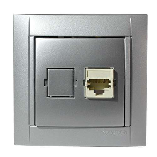 Simon Simon 34 Алюминий Розетка компьютерная под коннектор RJ-45 IP20 Алюминий 34598-33