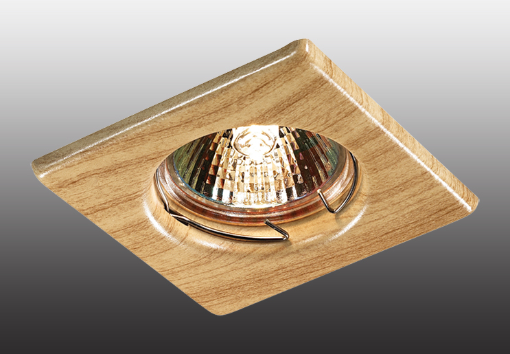 369716.Novotech. Встраиваемый светильник Дерево светлое,квадрат.GU5.3, 50W,12V/22 0V