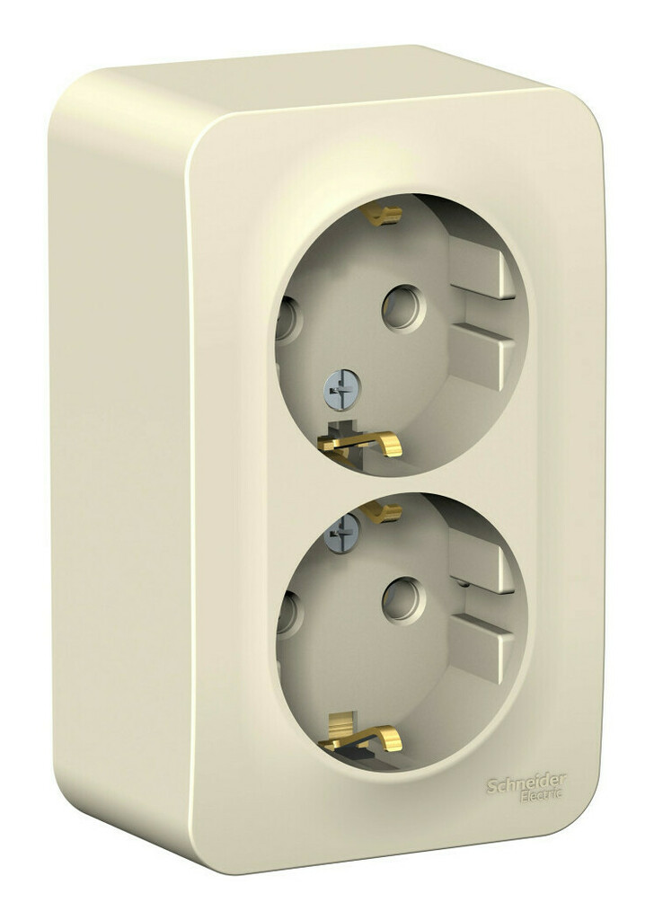 Розетка с заземлением двухместная IP20 16А Молочный. Systeme Electric BLNRA010212