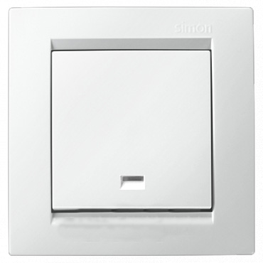Simon Simon15 Белый Выключатель 1-клавишный с подсветкой IP20 250V Белый 16A 1590104-030
