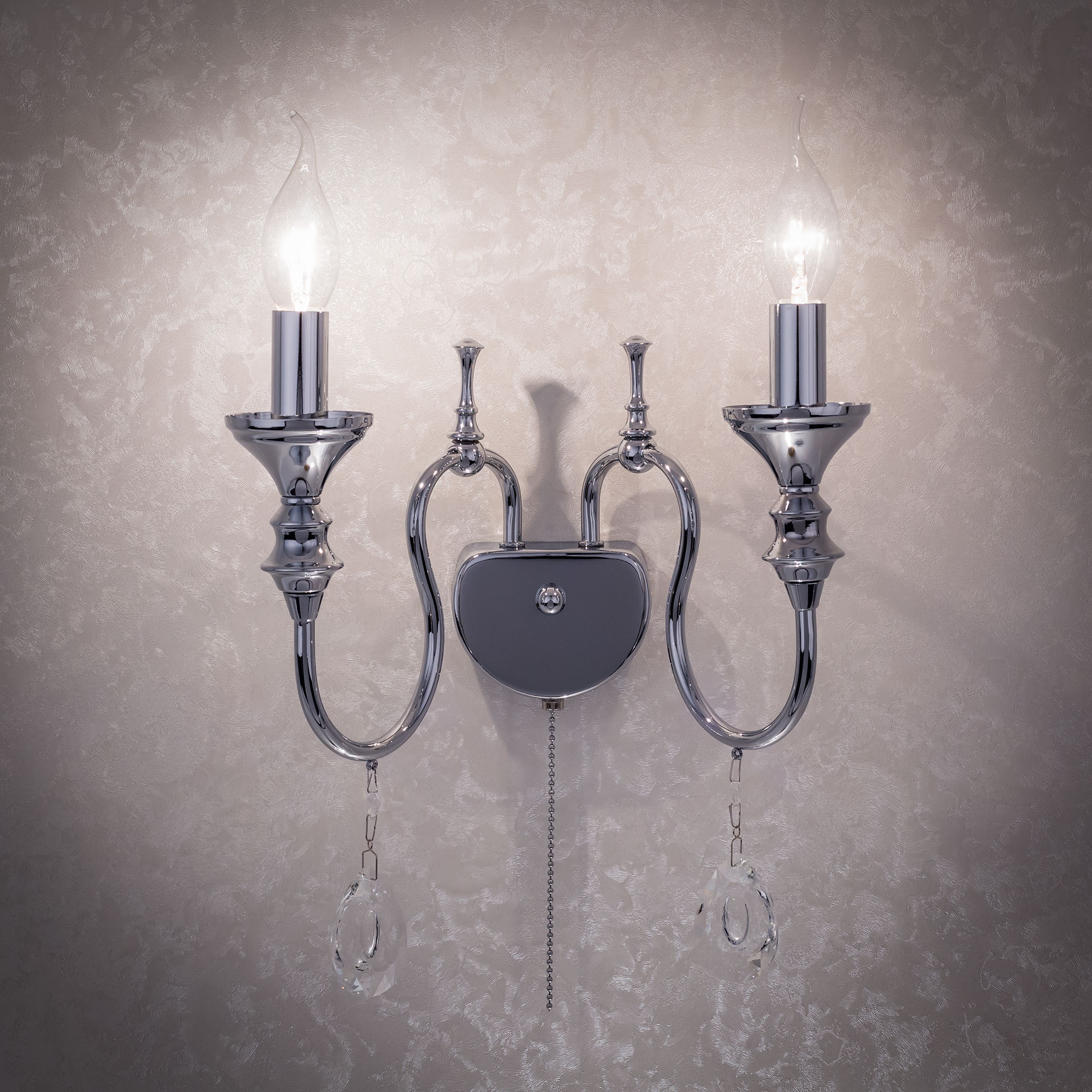 Бра, настенный светильник. Хром 2*Е14 60W 220V. CitiLux Рига CL437321