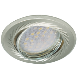 Встраиваемый светильник поворотный, искр.гравир,  1*Gu5.3 12/240V,. Сатин-Хром. Ecola FN1616EFY