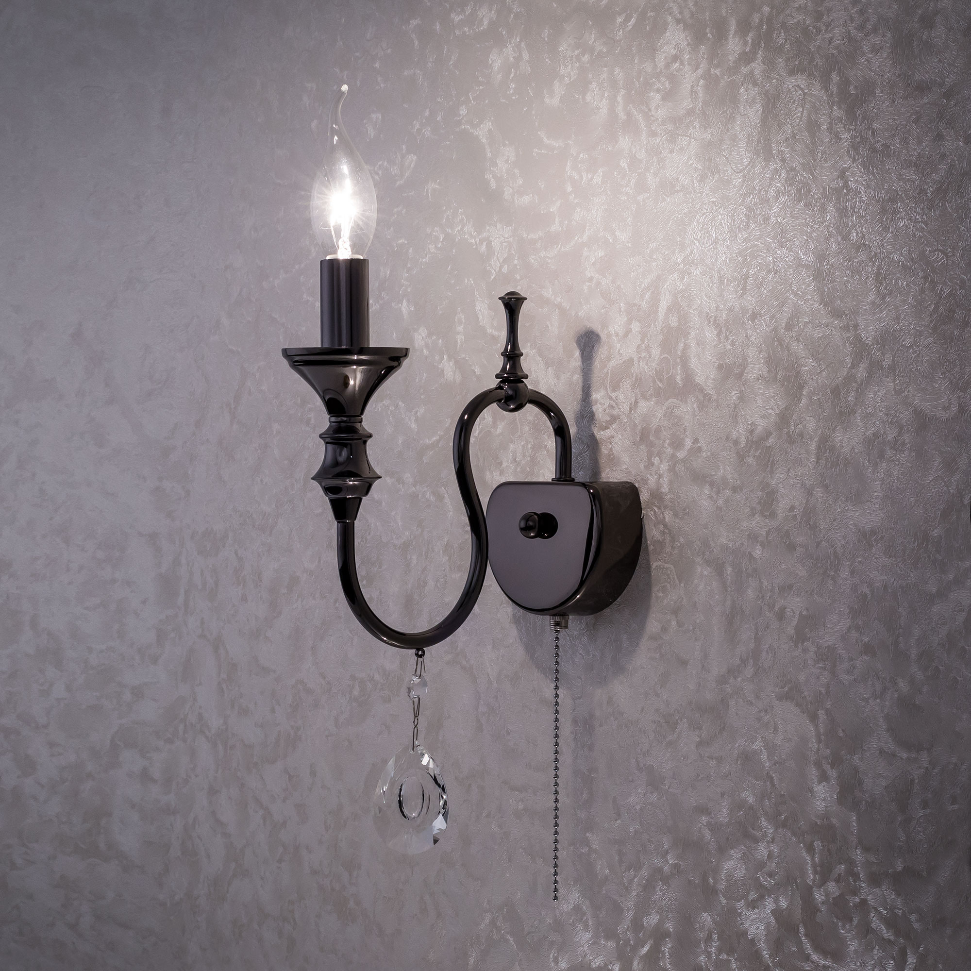 Бра, настенный светильник. Черненый хром 1*E14 60W 220V. CitiLux Рига CL437314