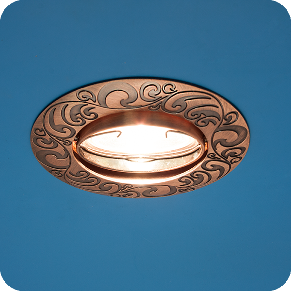 Olympia 51 1 18.Italmac.Olympia.Встраиваемый светильник MR16. Cостаренная медь, круг. 1*Gu5.3, 50W, 