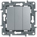 672413. Legrand. Etika (Алюминий). Выключатель 3-клавишный