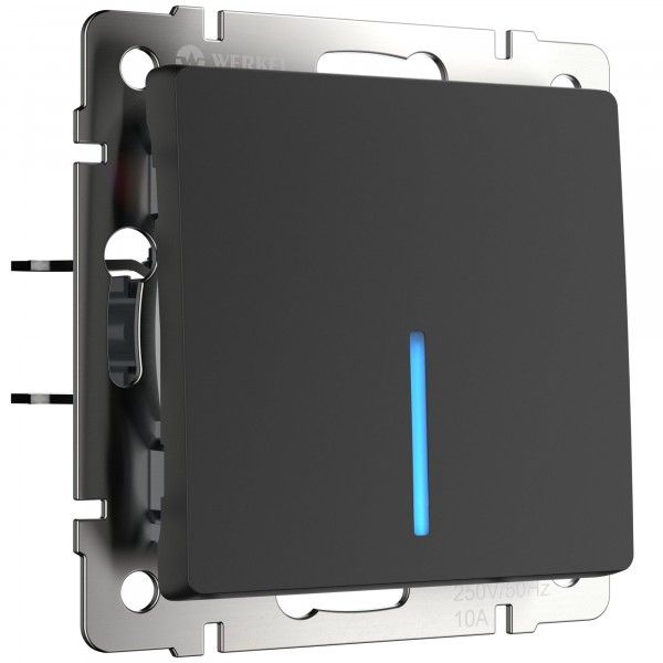 Выключатель проходной 1-клавишный с подсветкой IP20 Черный матовый. Werkel. W1112108