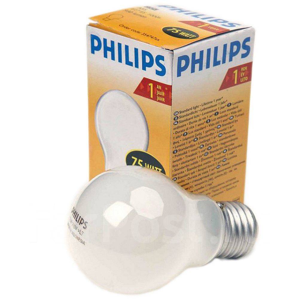 Лампа накаливания "ЛОН" . E27, 75, 230, Philips A55 A55 75W E27 FR 230V