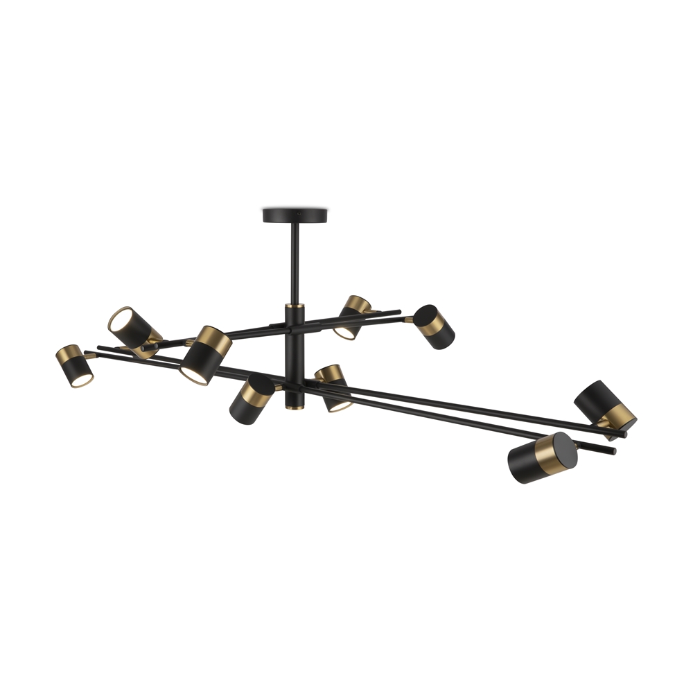 Люстра. 10*GU10, 35W, 220V. Черный, латунь Freya Enzo FR5201PL-10B.