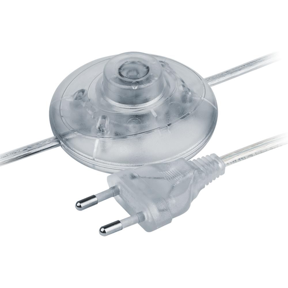 Сетевой шнур с вилкой для светильников ножной выключатель 1,5 метра Прозрачный 2х0,5 mm2. Navigator 