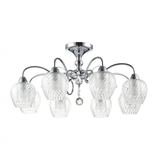 FR2663-PL-08-CH. Freya. Люстра потолочная. 8*E14,40W,220V. Хром, хрусталь,стекло