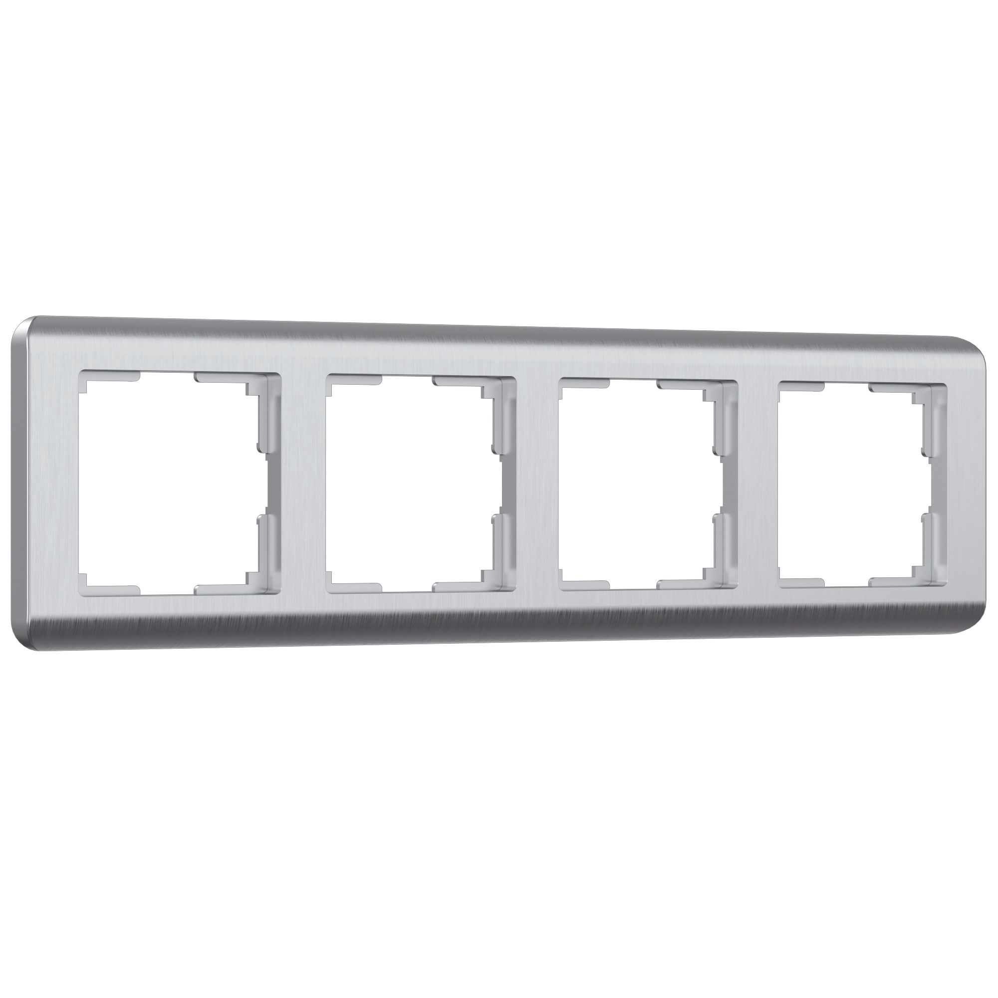 Рамка на 4 поста Серебряный (рифленый) поликарбонат Werkel Stream  W0042106