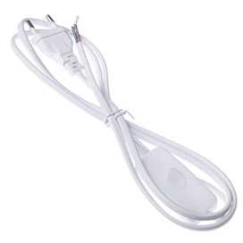 Сетевой шнур с вилкой с выключателем 2 м Белый 2х0,5 мм2. Ecola LT5RSDELT