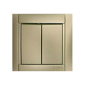 Simon Simon 34 Шампань Выключатель 2-клавишный IP20 250V Шампань металлик 10A 34398-034