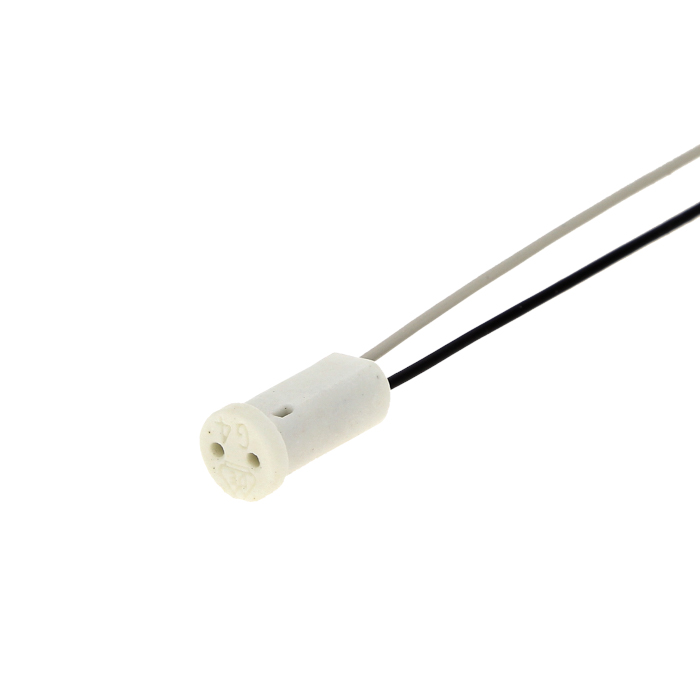 Патрон керамический круглый торцевой  G4 с проводами 2*8cm. Ecola AB04LWEAY