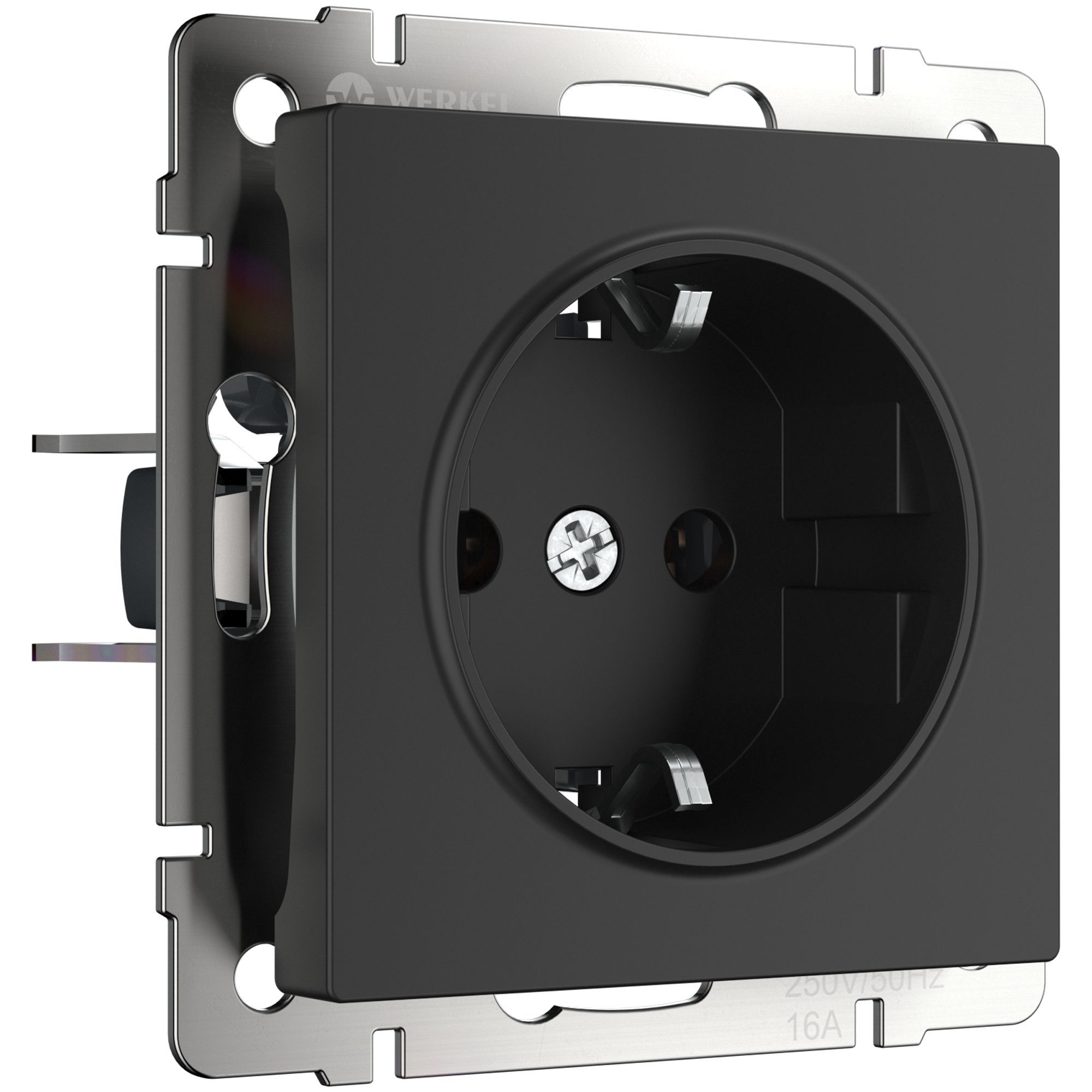 Розетка с заземлением IP20 16A Черный. Черный матовый. Werkel W1171008