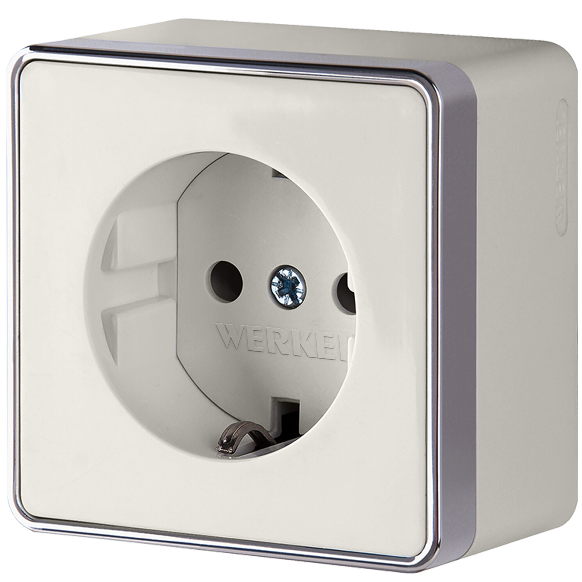 Розетка с заземлением IP20 16A Слоновая кость,хром. Werkel W5071003