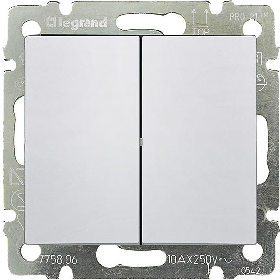 774405. Legrand. Valena (Белый). Выключатель 2-клавишный нет