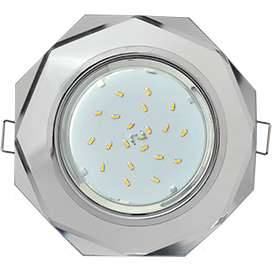 Встраиваемый светильник 8-угольник с гранями  1*GX53 220V,. хром (зеркальный). Ecola FM538AECH