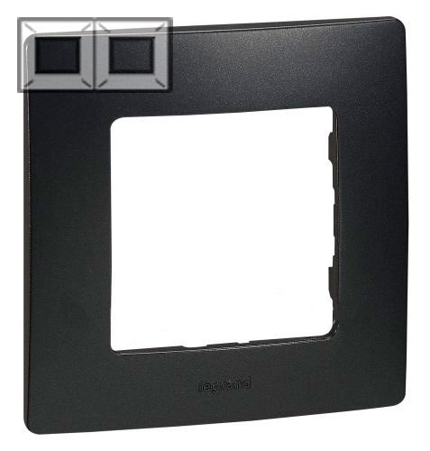 672582. Legrand. Etika (Антрацит). Рамка на 2-поста. не горючий пластик