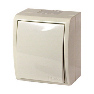 Simon Simon15 Aqua Выключатель накладной, влагозащищенный, 1-клавишный IP54 10A 50Гц 250V Слоновая к