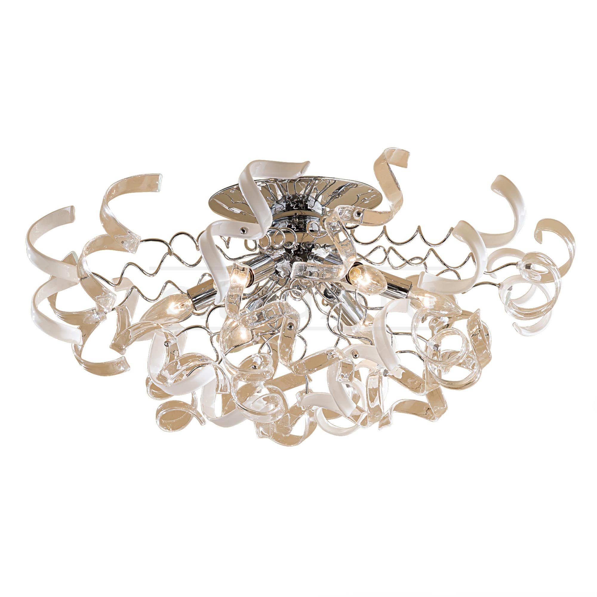 CL222161. CitiLux. Люстра потолочная.  6*E14  60W 220V. Хром, прозрачный/белый