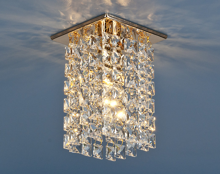 207 Gd/Clear.Elektrostandard.Встраиваемый светильник Золото, хрусталь прозрачный, 1*E14, 40W, 220V