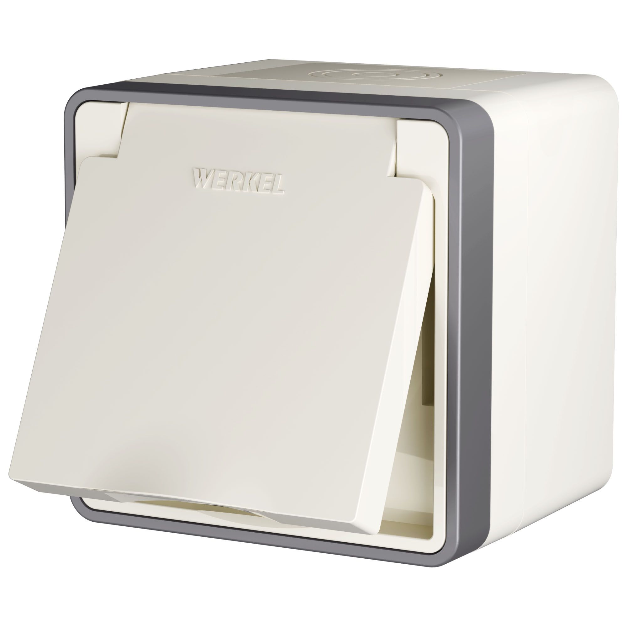 Розетка с заземлением IP44 16A слоновая кость,серый. Werkel W5071203