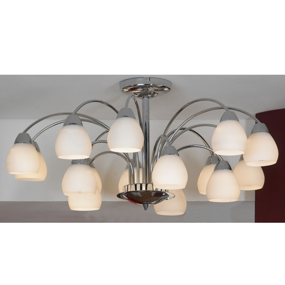 Люстра потолочная. 15*E27, 60W, 220V. Хром, белый Lussole Apiro LSF-2403-15.