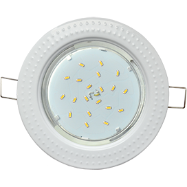 Встраиваемый светильник круг 1*GX53 220V,.  Белый чеканка. Ecola FW61H4ECB