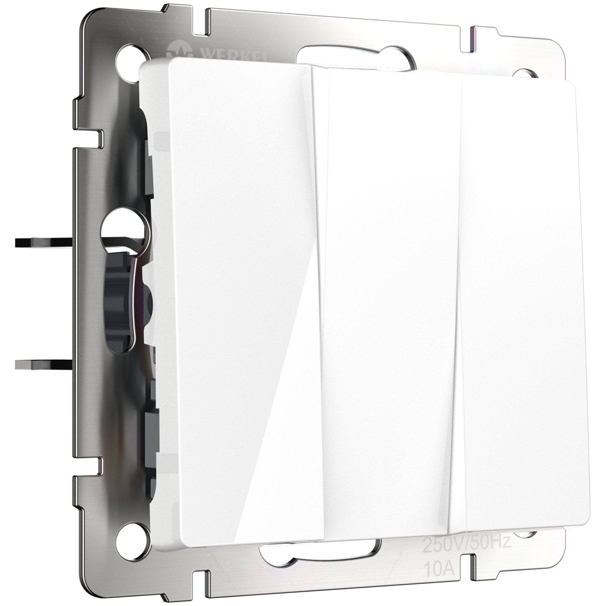 Выключатель 3-клавишный IP20 Белый глянец. Белый глянцевый.Werkel. W1130001