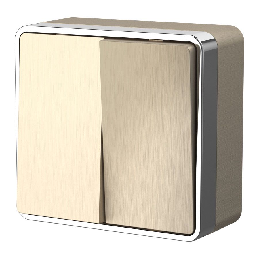 Выключатель накладной 2-клавишный шампань рифленый IP20 Werkel Gallant W5020010