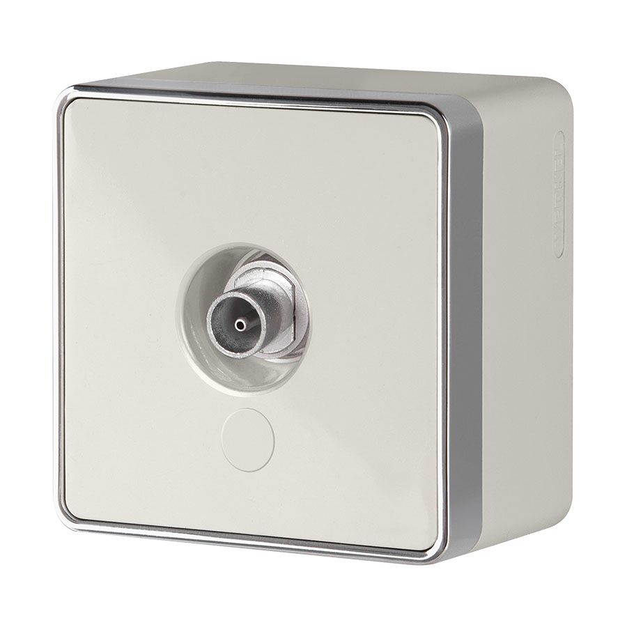 Розетка TV накладная оконечная  Слоновая кость,хром .Werkel WL15-21-01