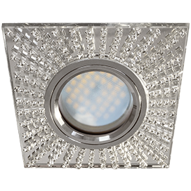 Встраиваемый светильник 1*Gu5.3 230V,. Хром, прозрачные стразы. Ecola FW16SGECB