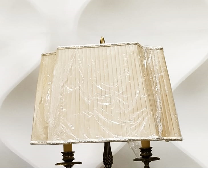 42-08.56.Good Light.Абажур тканевый для настольной лампы на спицу, Атлас. Бежевый