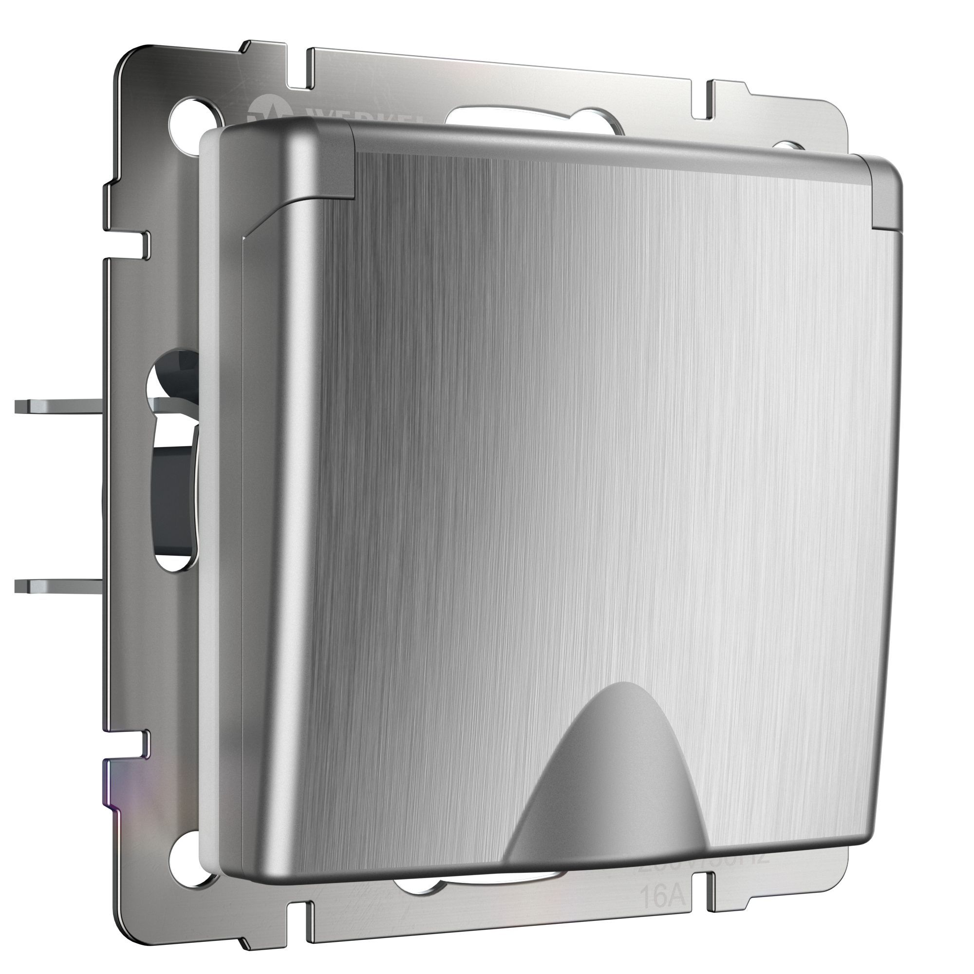 Розетка с зазаемлением IP44 16A серебряный. Серебряный рифленый. Werkel W1171209