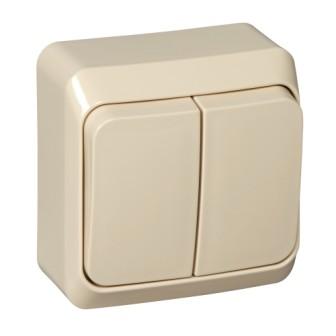 BA10-002K. Schneider Electric. Etude  (Кремовый). Выключатель накладной 2-клавишный, винтовые зажимы