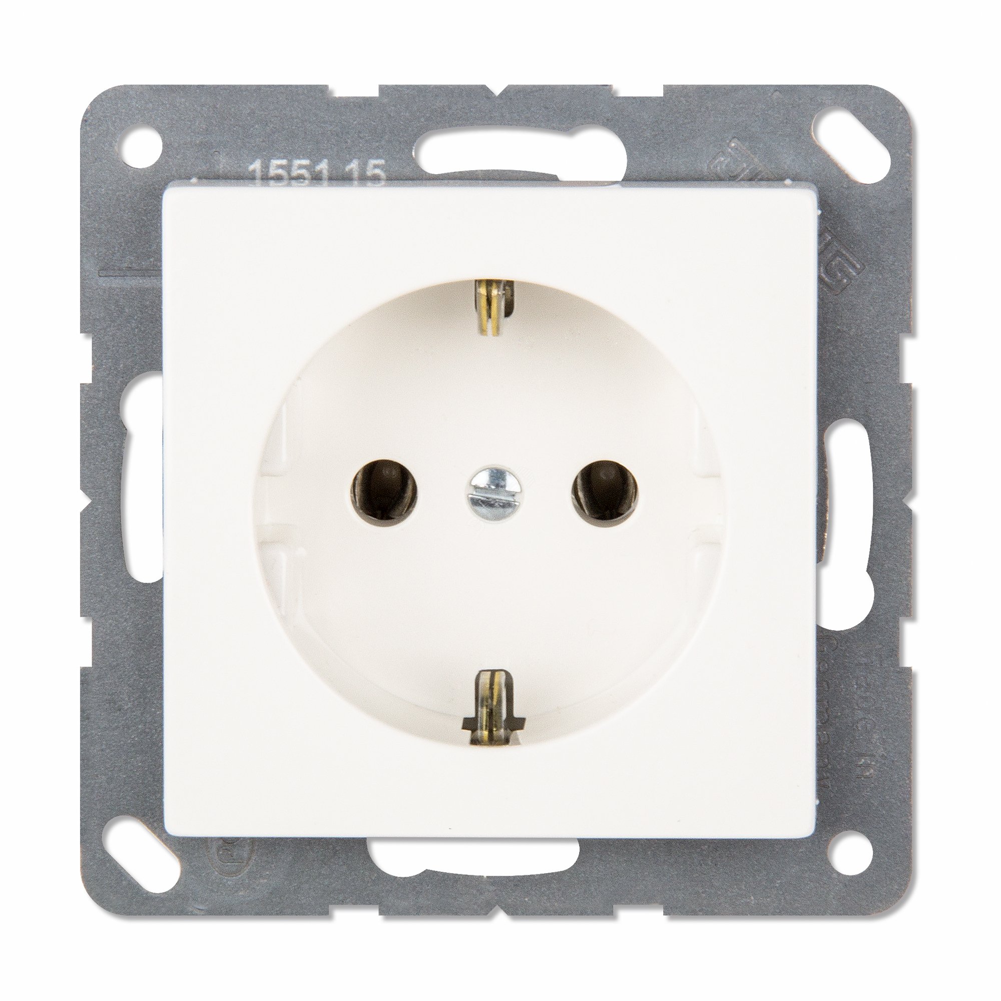 EP1420WW. Jung. ECO Profi (Белый глянцевый). Розетка 2К+З  SCHUKO, с заземлением, 16A, автоматически