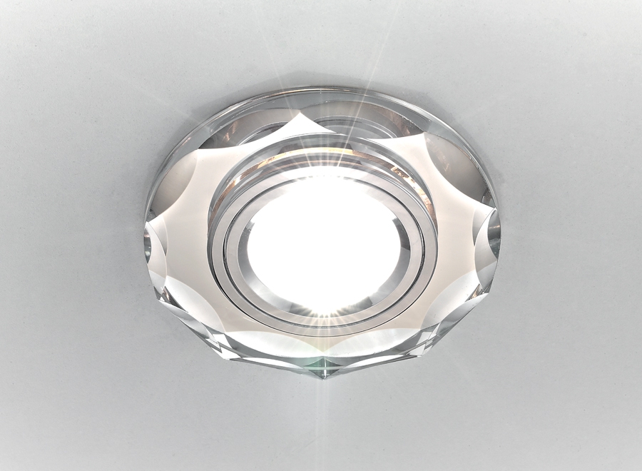 800/2 MR16 SL/SL.Elektrostandard. Встраиваемый светильник Хром, прозрачное стекло,круглый.1*Gu5.3, 5