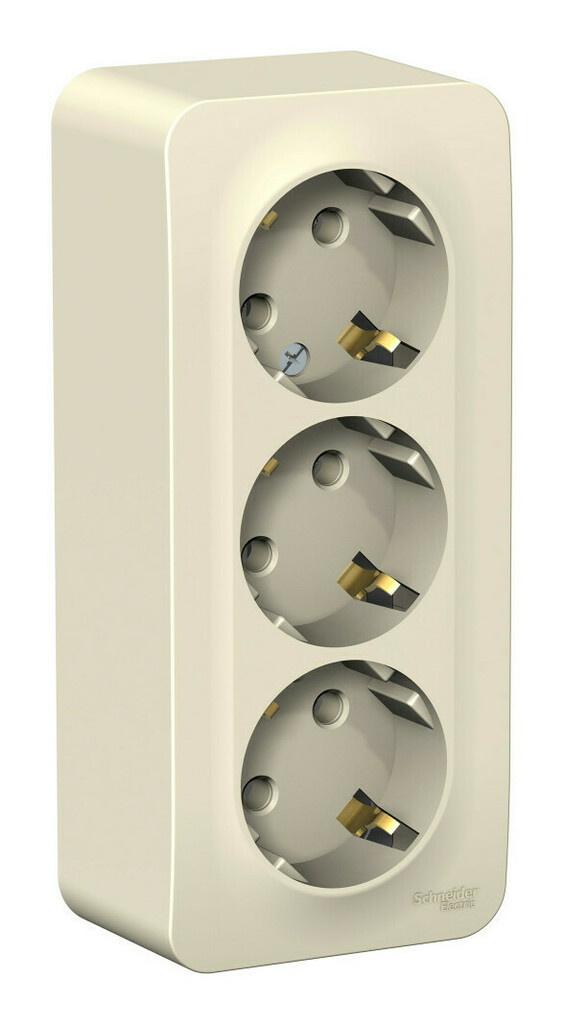 Розетка с заземлением трехместная IP20 16А Молочный. Systeme Electric BLNRA010312