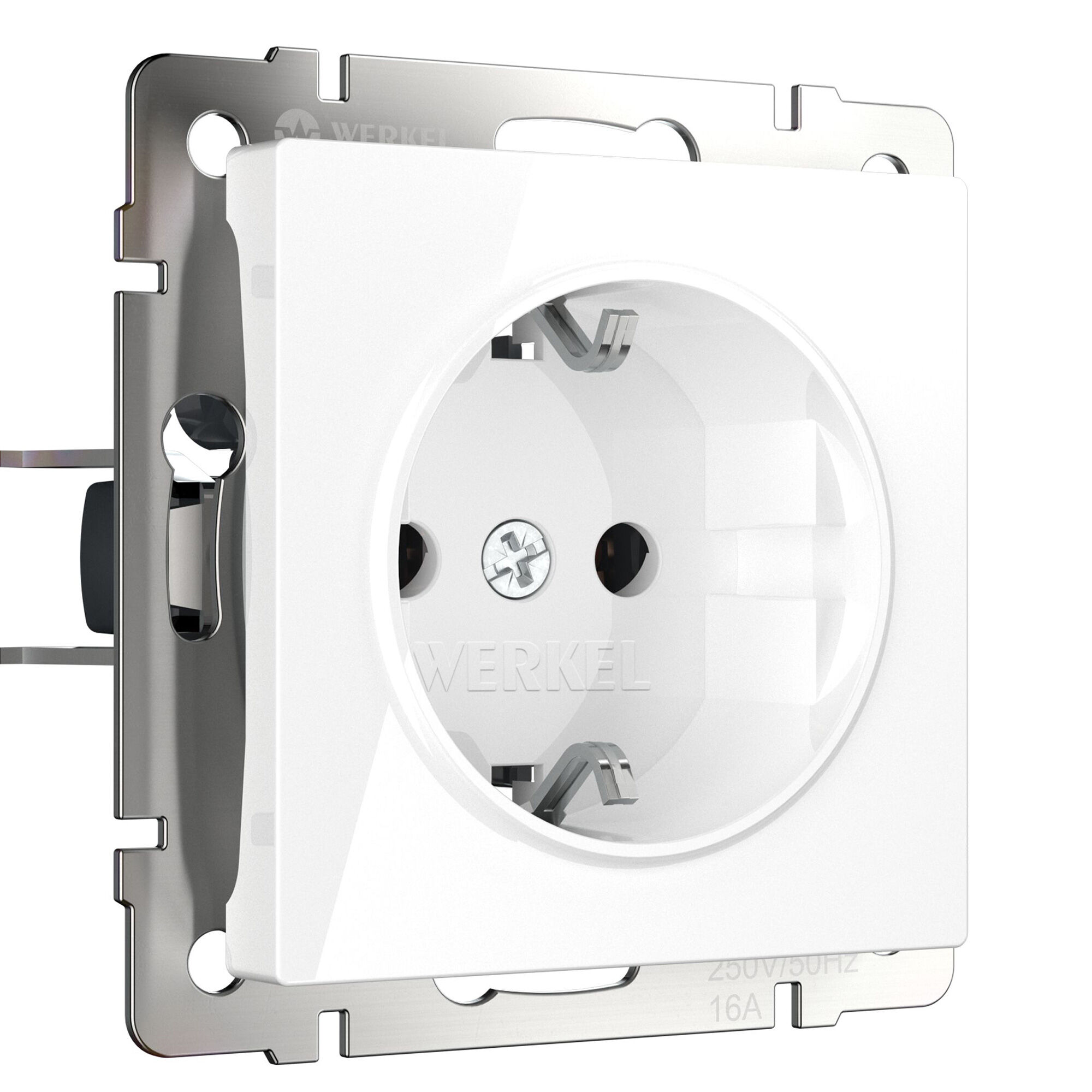 W1171101.Werkel.a051139.Белый (белый).Розетка с заземлением и шторками, 16A, винтовая клемма, встраи