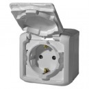 Розетка 2К+З с заземлением IP44 16A Серый. Legrand 782351