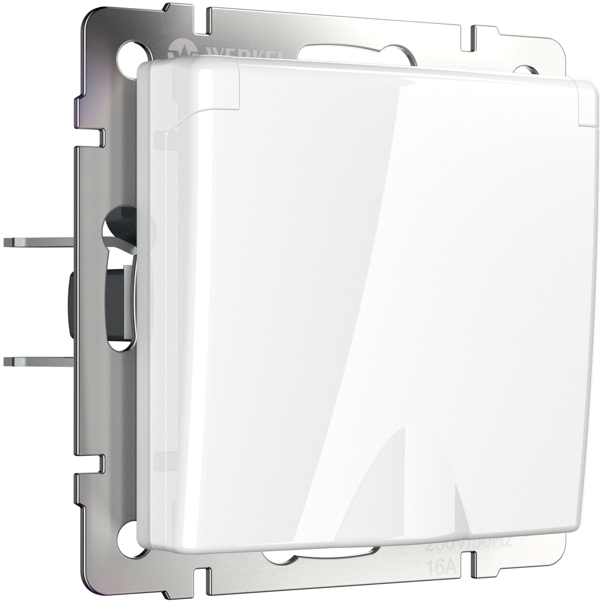 W1171201.Werkel.a051120.Белые (белый).Розетка с заземлением с защит. крышкой, шторками, 16A, винтова