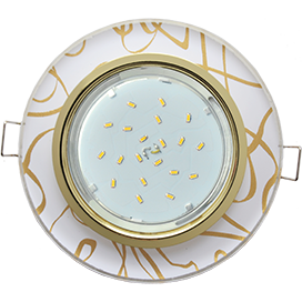 Встраиваемый светильник Круг стекло 1*GX53 220V,. золото на белом. Ecola FG53RNECH