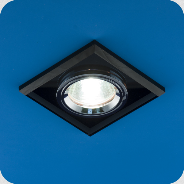 Bohemia 51 20 71.Italmac.Bohemia.Встраиваемый светильник MR16. Хром, черное стекло, квадратный. 1*Gu