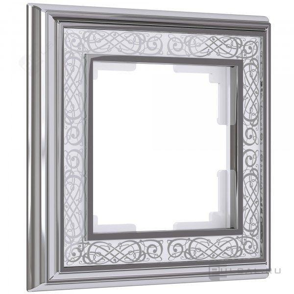 Рамка на 1 пост Хром/белый Металл, акрил с рисунком Werkel Palacio Gracia W0011431