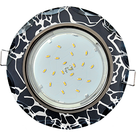 Встраиваемый светильник с вогнутыми гранями 1*GX53 220V,. черный хром|хром на черном. EcolaFB53RCECH