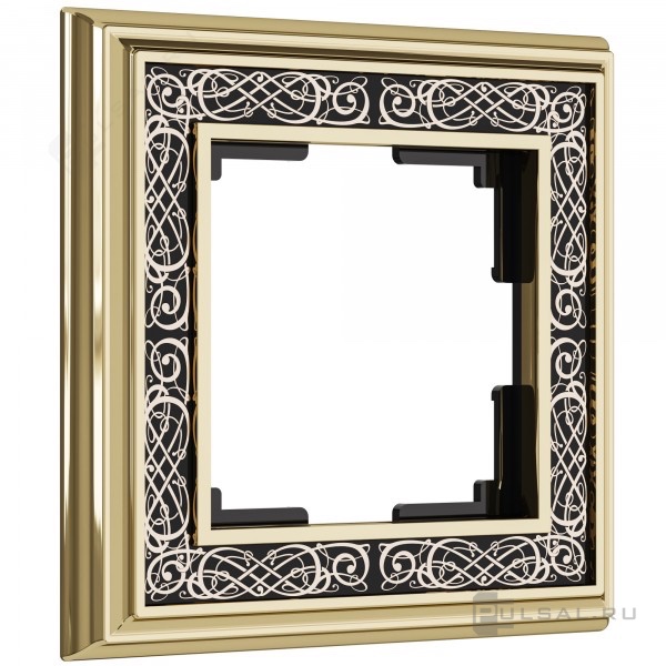 Рамка на 1 пост Золото/черный Металл, акрил с рисунком Werkel  Palacio Gracia W0011430