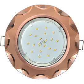 Встраиваемый светильник круг с вогнутыми гранями 1*GX53 220V,. черненая медь - янтарь. EcolaFA53RCEC